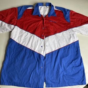 strikemaster button down shirt Sz 2XL Red White Blue Rare Fishing Ice Auger Co